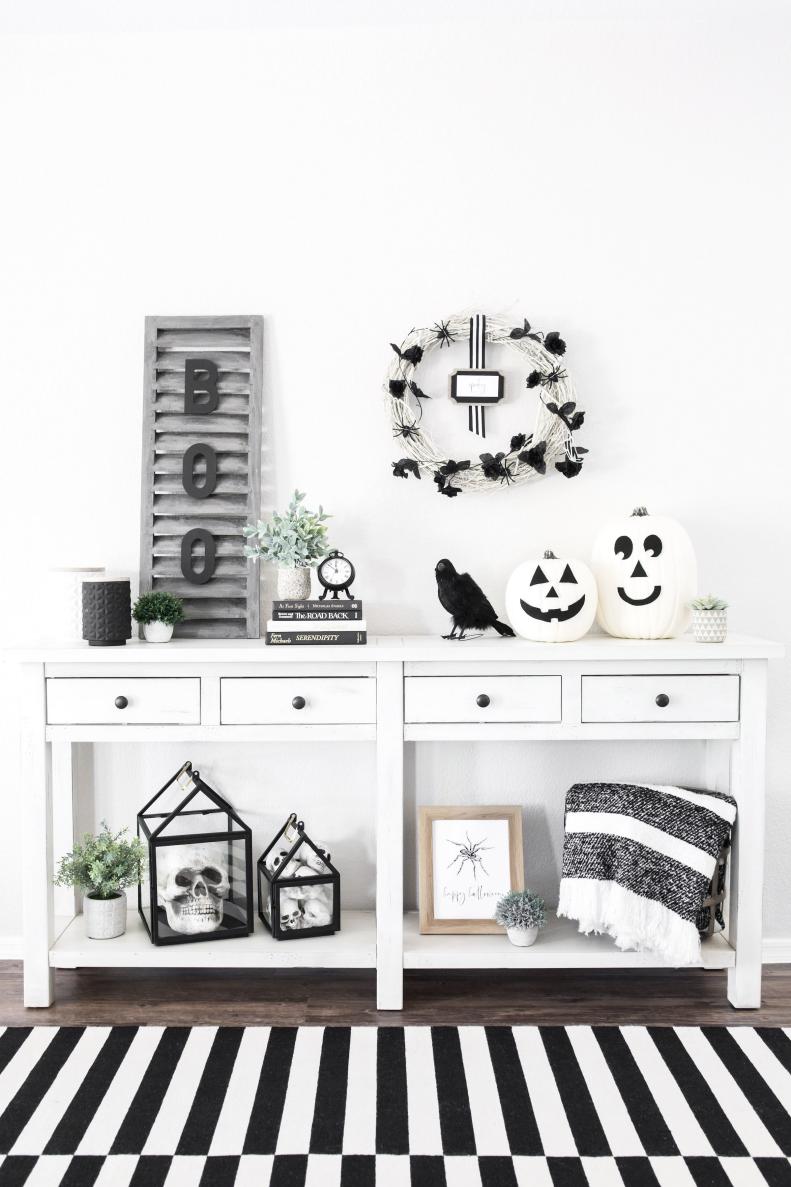 Pumpkins, leaves, skeletons, ghosts, oh my! It's finally fall, which means it’s time to celebrate one of our favorite holidays: Halloween. We’ve come up with five simple, stylish decorating ideas to dress up this pretty side table for the season.