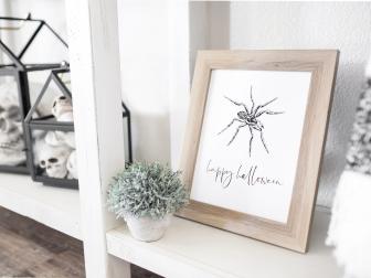 We love using printable designs for home decor. They add an easily changeable element to any vignette. We created these free 8” x 10” printables for Halloween so you can create instant art for the cost of a piece of photo paper.