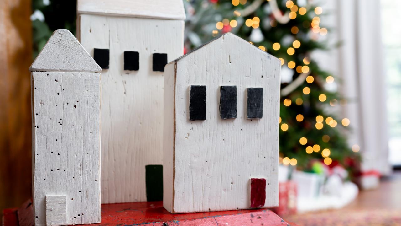 Easy Scrap Wood Christmas House Ornaments - Houseful of Handmade