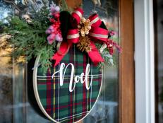 The weather outside may be frightful but this farmhouse-chic wreath is quite delightful. Classic holiday colors and decorative add-ins combine for a Christmas craft that is brimming with style.