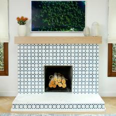Fireplace With Graphic Tile Surround