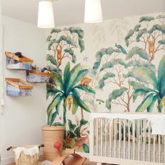 Bohemian Nursery With Jungle Wallpaper