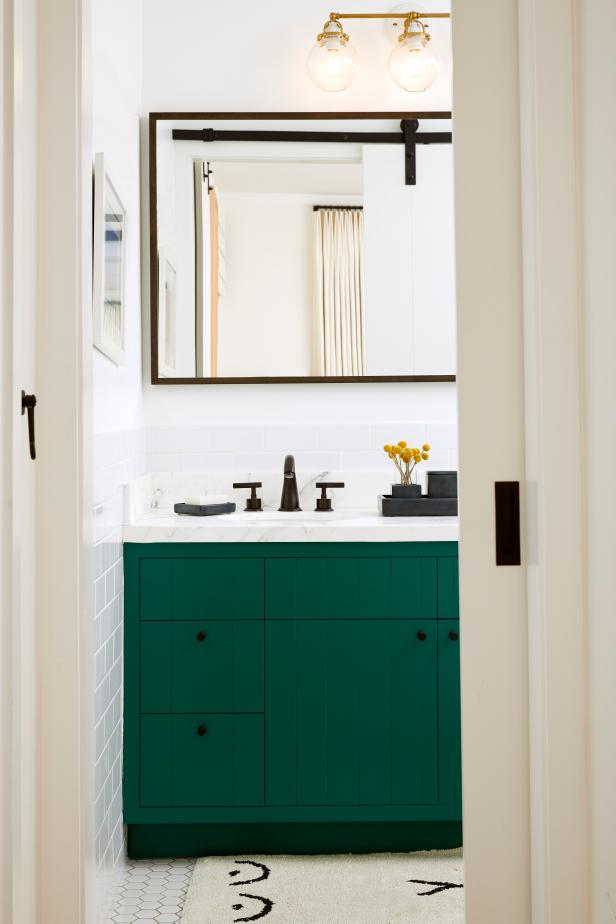 Master Bathroom With Green Vanity | HGTV