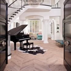 Black and White Foyer With Piano