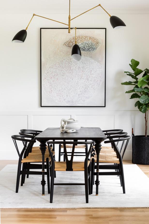 Contemporary Dining Room With Wishbone, Black Wishbone Chairs Dining Room