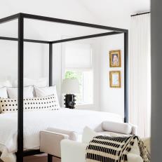 Black and White Bedroom With Canopy Bed