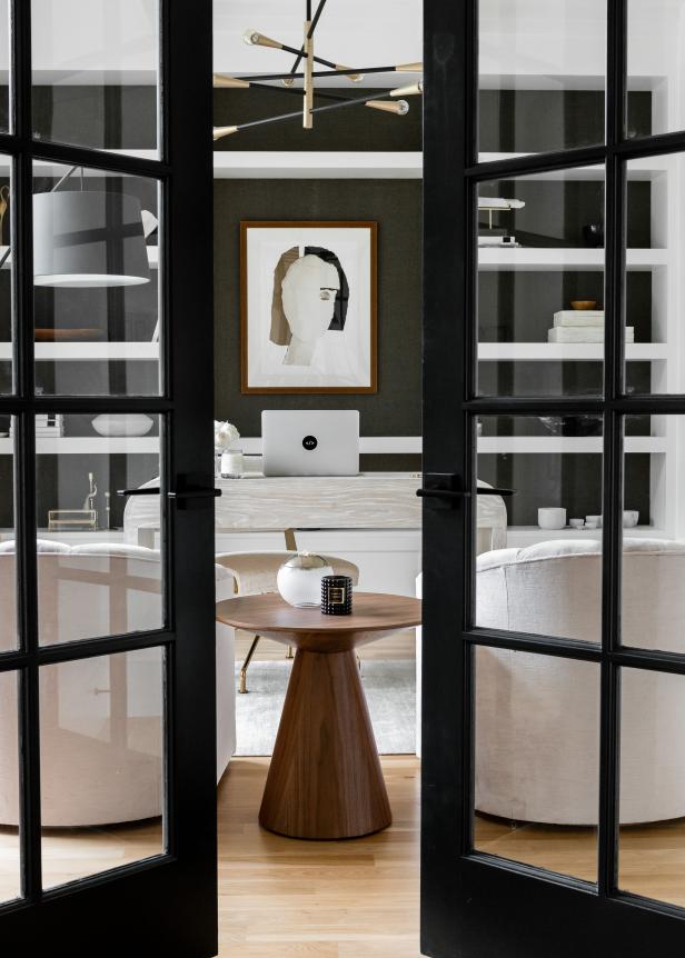 Modern Black and White Home Office | HGTV