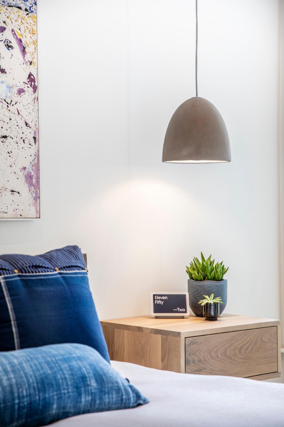 Pendant and Nightstand With Clock HGTV