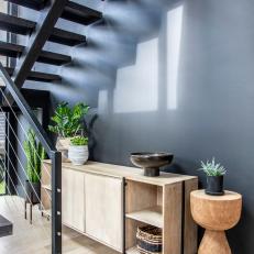 Modern Stairs and Wood Cabinet
