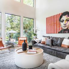 Modern Living Room With Red Art