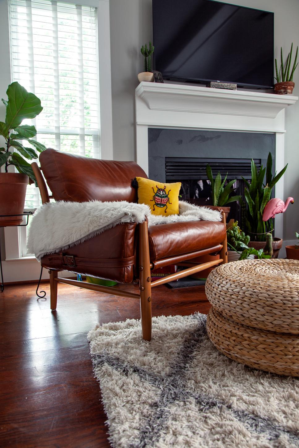 chairs in front of fireplace