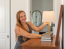 HGTV star Mina Starsiak puts her finishing touch in one of the bedrooms of the house that she must “rock” to the highest increase in market value through her renovation and design, as seen on Rock the Block. (Working)