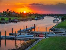 Beautiful sunset along the C-24 Canal in Port St. Lucie Florida along the public boat ramp in St. Lucie County. HDR image created with EasyHDR and enhanced with Luminar by Macphun.