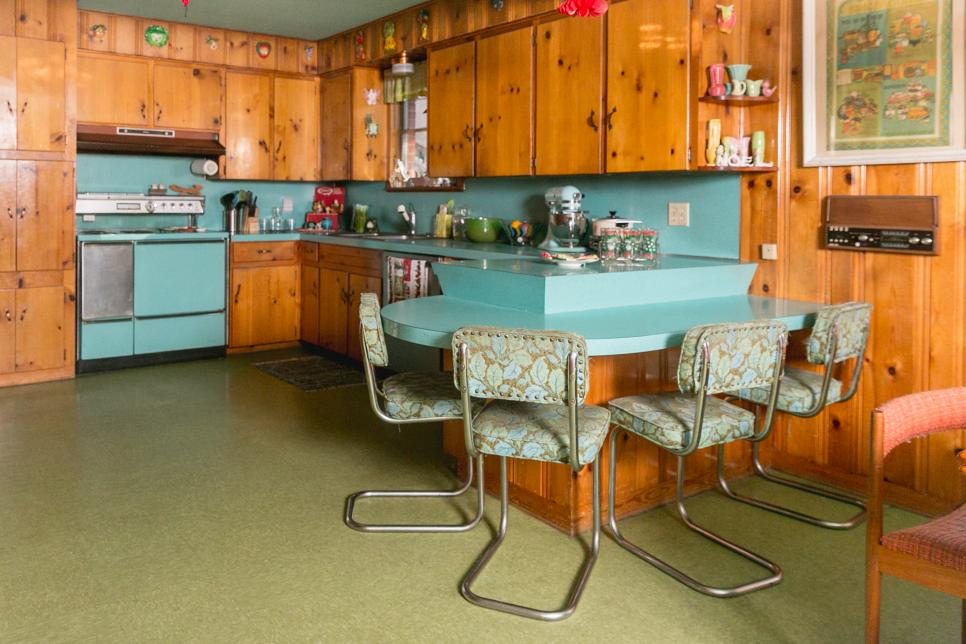 Vintage Kitchen With Green, Retro Chairs | HGTV