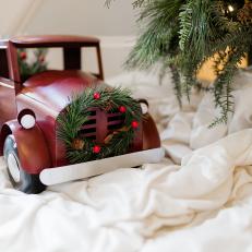 Red Toy Truck With Wreath