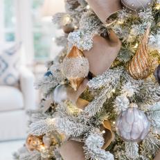 Metallic Flocked Christmas Tree With Ribbon