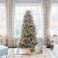 Gold and Crystal Flocked Christmas Tree