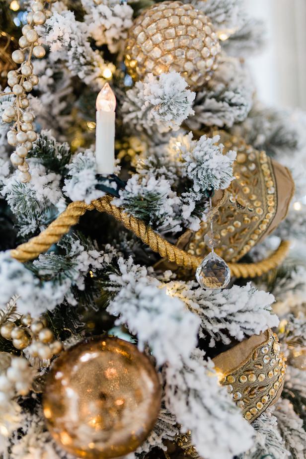 Gold Christmas Tree With Crystal Ornament | HGTV