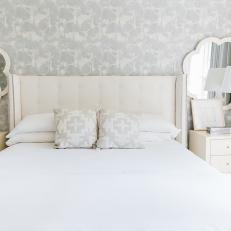 Sophisticated Wallpaper in Gray Guest Room