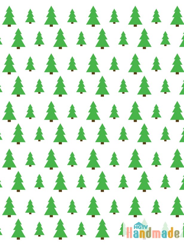 This free, printable wrapping paper designed by HGTV Handmade's Karen Kavett features a pattern of green Christmas trees in two sizes.
