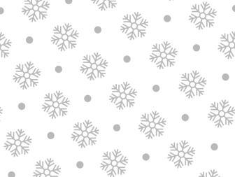 Repeating pattern of silver snowflakes and dots on a white background