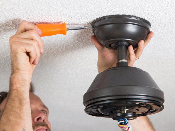 Complete your fan installation by attaching the canopy to the mounting bracket and then attaching the fan blades. The canopy attaches to the mounting bracket using a small screw or two. Attach the canopy using the hardware provided and a screwdriver.