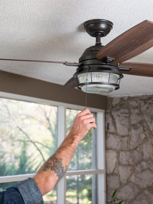 Turning on ceiling fan