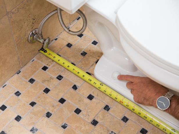 Measuring distance from toilet to wall