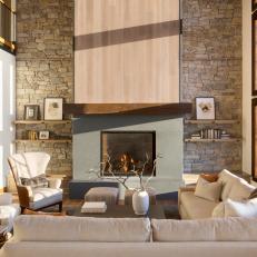 Rustic Living Room With Wingback Chairs