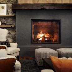 Rustic Living Room With Gray Fireplace