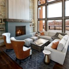 Rustic Living Room With Leather Armchairs
