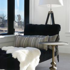 Black Chaise and Gray Bolster Pillows