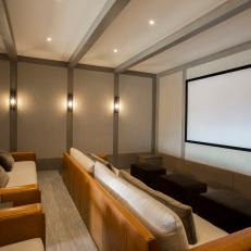 Home Theater With Leather Sofas