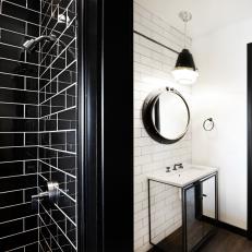Black Tile Shower in Guest Bathroom