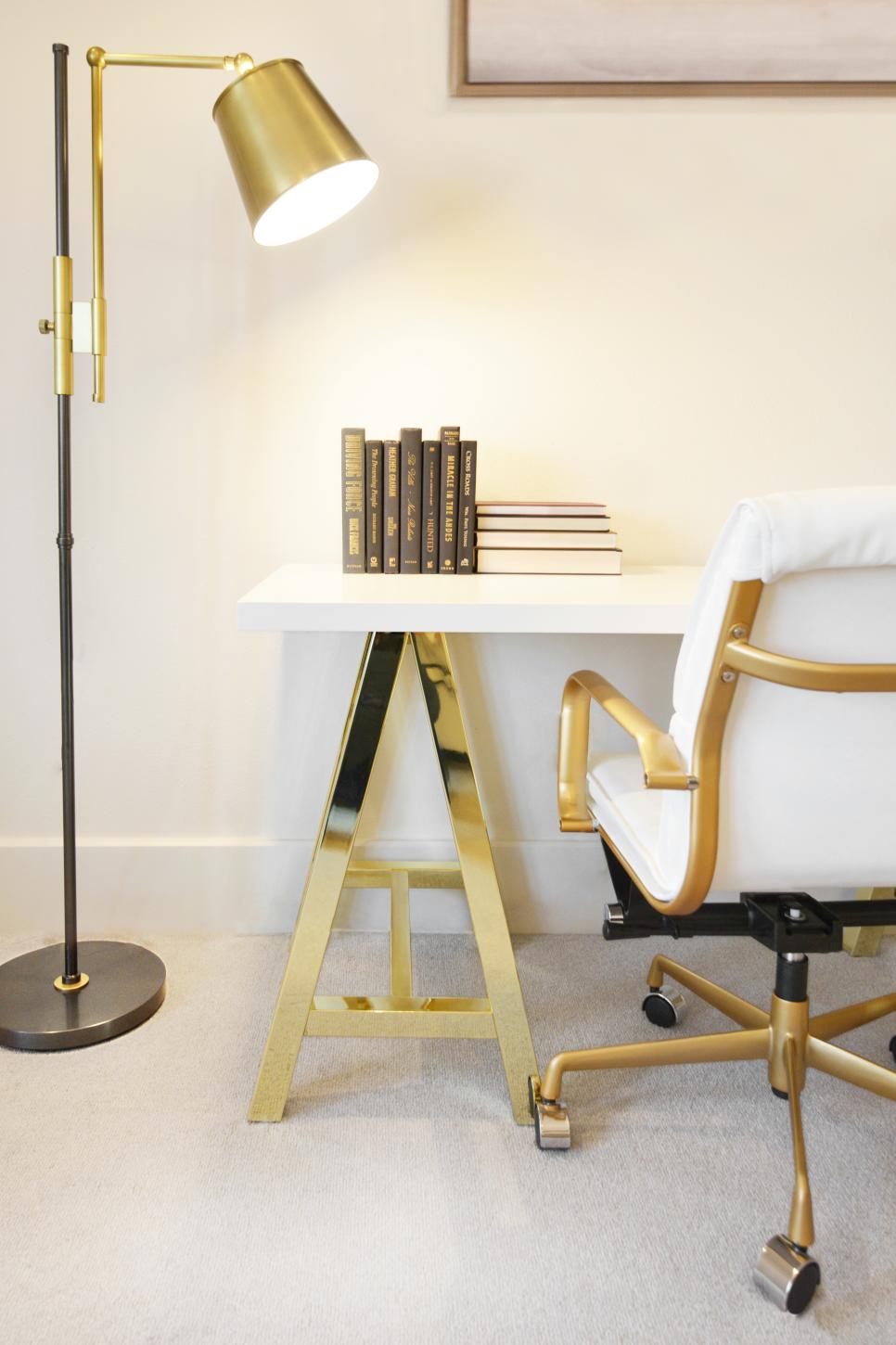 White and Gold Desk and Chair HGTV