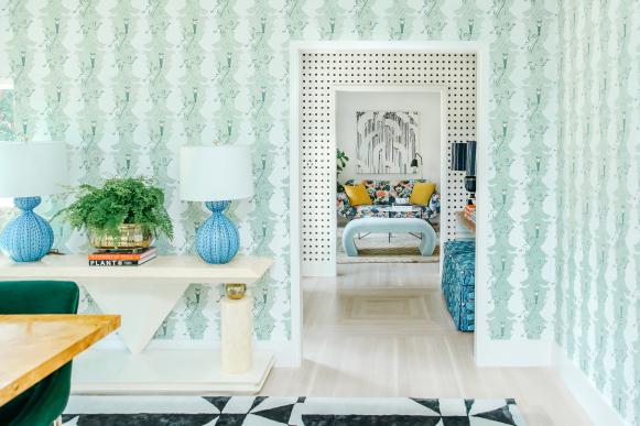 contemporary sage green dining room