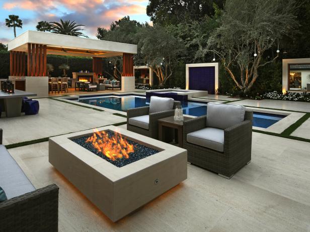 Aura Square Fire Table In GFRC Concrete Backyard Pool Designs, Fire ...