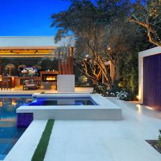 Modern Pool, Hot Tub and Covered Patio