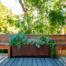 Wood Benches and Large Planter