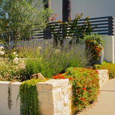 Stone Retaining Wall With Blooming Florals