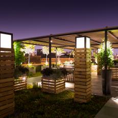 Roof Deck and Pergola at Night