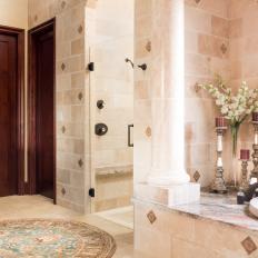 Mediterranean Spa Bathroom With Column