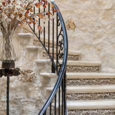 Mediterranean Stairs With Brown Tiles