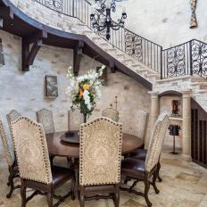 Mediterranean Dining Room and Stairs