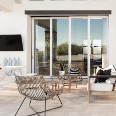 Neutral Patio With Striped Pillow