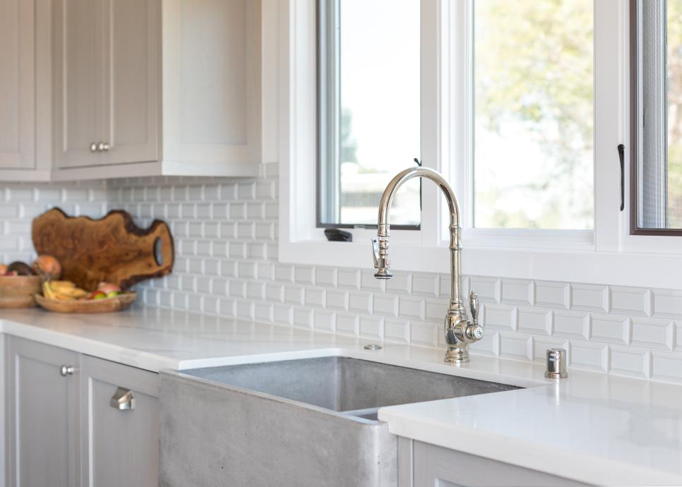 Kitchen Sink And Beveled Tile Backsplash HGTV