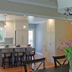 Open Plan Kitchen and Dining Room With Tulips