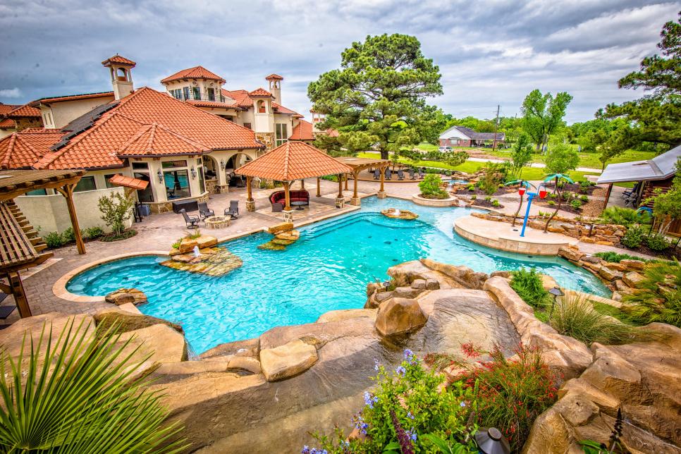Backyard With Pool And Splash Pad Hgtv