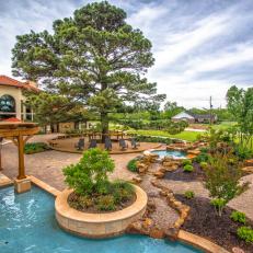 Giant Pine and Walkway to Hot Tub