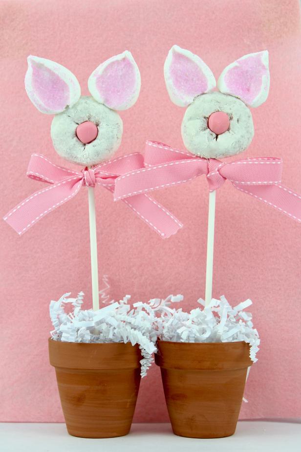 Easter Bunny Treats Made of Mini Powdered Donuts